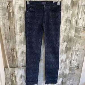 NYDJ blue snake print skinny jeans 2